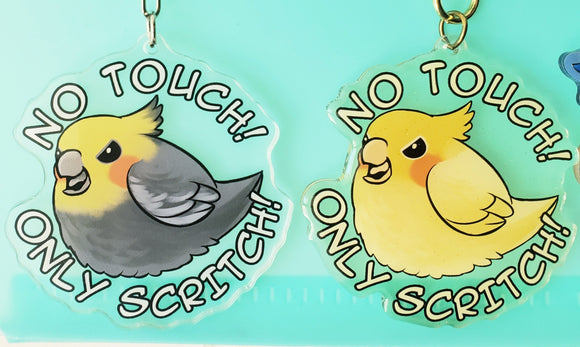 Cockatiel NO TOUCH 3INCH Charm Lutino/Grey