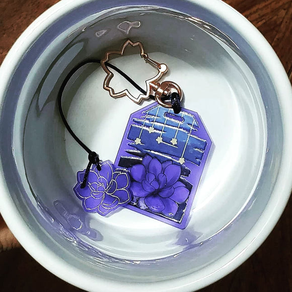 Sleepy Time Succulent Tea 2 Inch Purple Frosted Charm