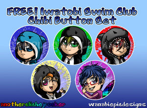 Free! Iwatobi Swim Club Chibi Buttons 1.75 BUTTON SET