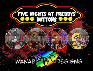 Five Nights at Freddys 1.75inch Character Buttons FNAF Horror Game