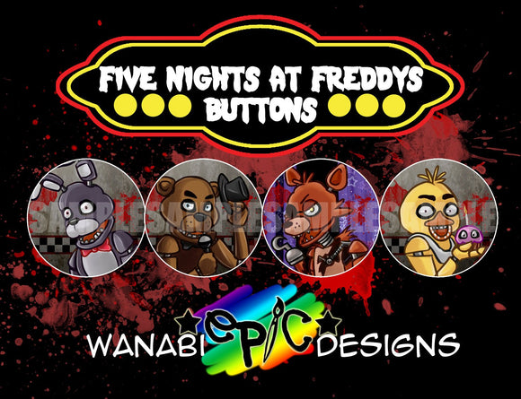 Five Nights at Freddys 1.75inch Character Buttons FNAF Horror Game