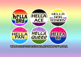 Hella ACE Pan Queer Non-binary Bi  LGBTQIA PRIDE 175in buttons