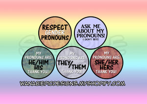 Pronoun 175in Pride Buttons They Her Him