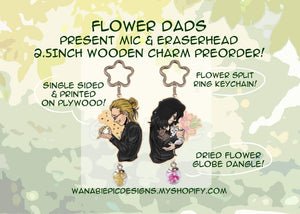 BNHA Flower Dads Eraserhead & Present Mic 2.5INCH Wooden Charm