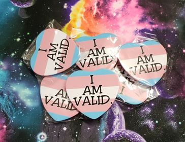 I AM VALID TRANS PRIDE CHARITY HEART BUTTON